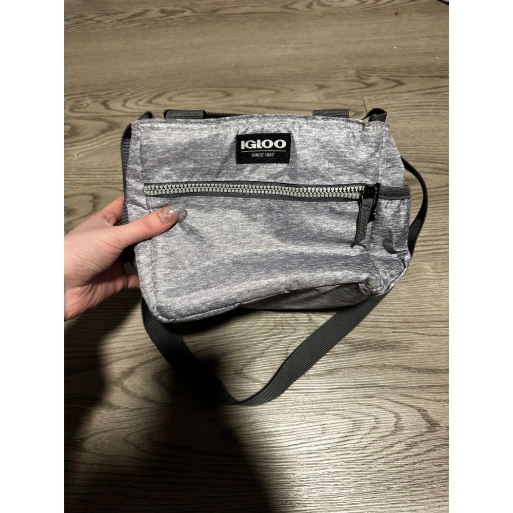 Igloo Insulated Lunch Bag Cooler Grey Marble Print Zipper Pocket‎ Bag